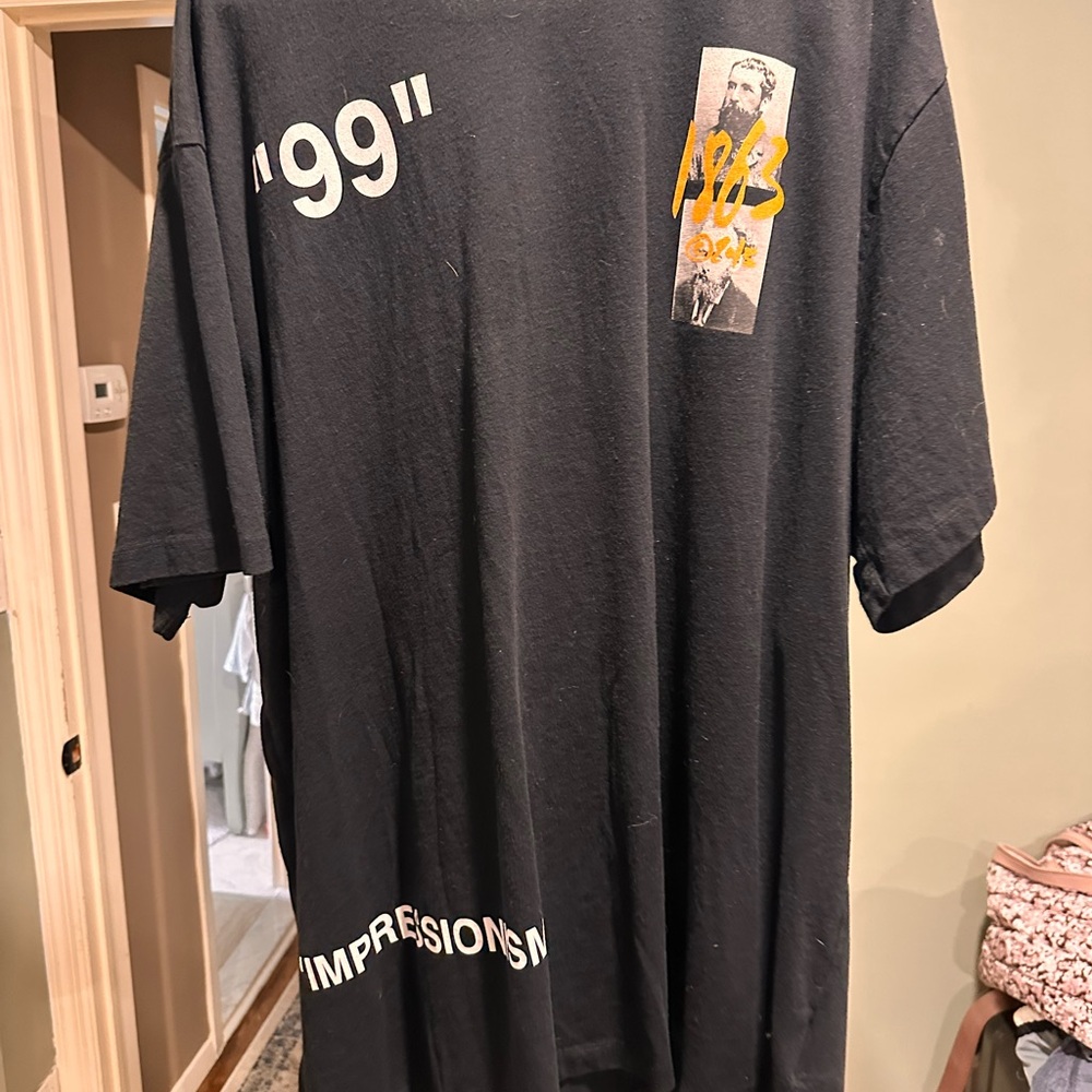 Off-White Black Graphic Tee with Yellow Accents